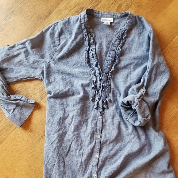 Motherhood maternity Jean style button up shirt - Picture 1 of 3